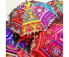 Real Online Seller indische handgefertigte Designer-Baumwolle, modisch, mehrfarbiger Regenschirm, Stickerei, Boho-Regenschirm, Sonnenschirm, 10 Stück