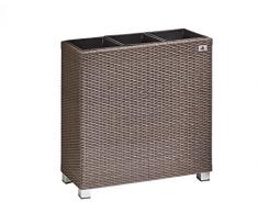 Gartenfreude Pflanzkübel, Raumteiler Polyrattan, 3x Kunststoff-Einsätze mit Aluminiumfüßen, mocca, 76x26x73 cm, 4000-1071-024