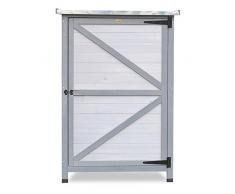 Habau Flachdach mit Zinkblech Gartenschrank, Weiß/Grau
