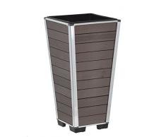 EVERFLOOR Pflanzkübel Pflanzgefäße Blumenkübel Blumentopf für Blumen etc. WPC 27 x 27 x 53 cm, für Innen und Außen, wasserdichter Kunststoffeinsatz, braun