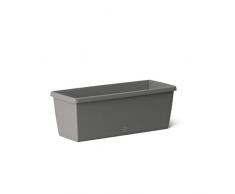 Emsa 518582 Blumenkasten My City Garden, zeitloser Blumentopf, 75 x 20 x 18 cm, frostfest, hohe UV-Beständigkeit, inkl. Aqua Comfort Bewässerungssystem, staubgrau