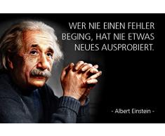 Schatzmix Albert Einstein - Wer nie einen Fehler beging, hat nie ausprobiert Spruch Metal Sign deko Schild Blech Garten