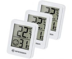 Bresser Thermometer Hygrometer Temeo Hygro Indicator 3er Set zum Aufstellen oder zur Wandmontage mit Raumklima-Indikator