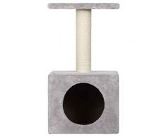 Wouapy – Kratzbaum Kitty – Spiel- und Ruheplatz aus Sisal und Kunstpelz – Pfosten aus Sisal zum Kratzen – Tablett zum Beobachten der Umwelt – Einheitsgröße – Grau