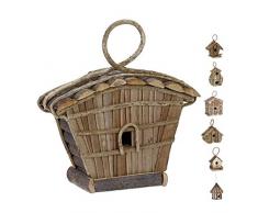 Relaxdays Deko Vogelhaus zum Aufhängen, unbehandeltes Holz, Balkon, Garten, Nistkasten HxBxT: 29 x 27 x 11 cm, Natur