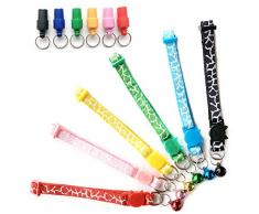 PietyPet Katzenhalsband, 6 Stück Einstellbare Schnellverschluss Haustier Halsband Katzenhalsbänder mit Glocke und 6 Stück Adressanhänger mit Schlüsselring für alle Katzen oder kleine Hunde