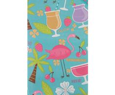 Summer Fun Tropical Island Cocktail Party und Flamingos mit Reißverschluss Regenschirm Loch Vinyl Tischdecke Flanell Rückseite 70 Round Multi
