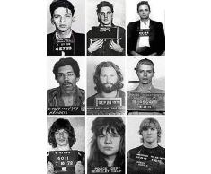 Schatzmix Wanted Elvis Cash Bowie Joplin Cobain Jagger Hendrix Cobain Bowie Mugshots Metal Sign deko Schild Blech Garten