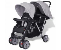 vidaXL Geschwisterwagen Stahl grau und schwarz