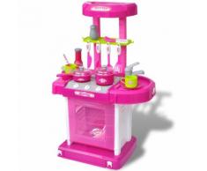 vidaXL Kinderküche Spielküche mit Licht- und Soundeffekten Rosa