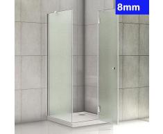 100x80x190cm Duschkabine 8mm Glas Scharniertür Ohne Duschtasse R