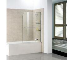 Badewanne 2 tlg. Faltwand Duschwand Drehen 90°duschabtrennung 120x140cm
