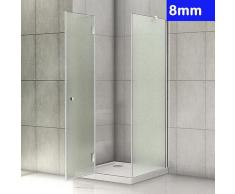 90x90x190cm Duschkabine 8mm Glas Scharniertür + Duschtasse