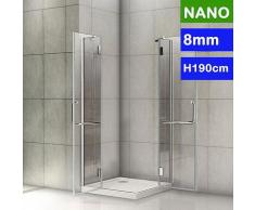 90x80x190cm Duschkabine Scharniertür 8mm Glas Ohne Duschtasse