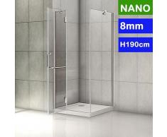 120x76x190cm Duschkabine 8mm Glas Scharniertür Ohne Duschtasse