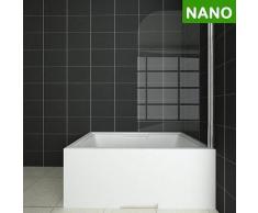 Badewanne Duschwand 180°trennwand duschabtrennung 80x140cm NANO Glas