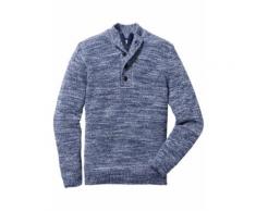 Pullover mit Knopfleiste Regular Fit langarm in blau für Herren von bonprix