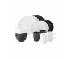 Geschirr-Set Black & White (16-tlg. Set) in weiß von bonprix