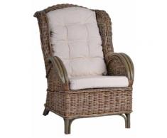 MiaMöbel Rattansessel 'Panama' kubu-grau 100% Baumwolle, Rattan Landhaus