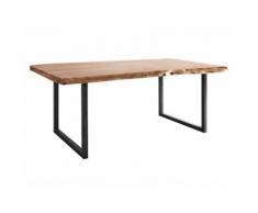 MiaMöbel Esstisch 'Vanaja' 160x90 cm, Teak/Antikschwarz Massivholz, Metall Teak Modern Indien Indisch