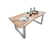 MiaMöbel Esstisch 'Vanaja' 140x80cm, Akazie/Antiksilber Massivholz, Metall Akazie Modern Indien Indisch