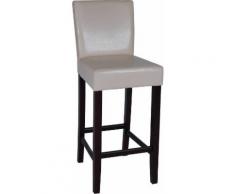 MiaMöbel Barstuhl beige Kunstleder, Massivholz Rubberwood (Kautschuk) Modern