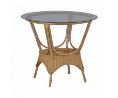 MiaMöbel Rattan Tisch 'Wanuta' honig Glas, Rattan Modern