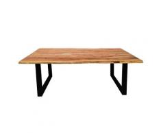 MiaMöbel Esstisch 'Vanaja' 200x100cm, Akazie/Antikschwarz Massivholz, Metall Akazie Modern Indien Indisch