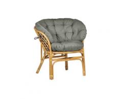 MiaMöbel Rattansessel 'Bahama' mit grauen Kissen 100% Baumwolle, Rattan Modern