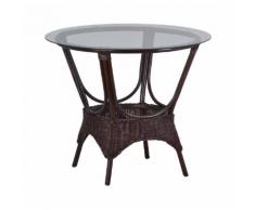 MiaMöbel Rattan Tisch 'Wanuta' braun Glas, Rattan Modern
