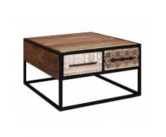 MiaMöbel Couchtisch 'Spring' 80x80 cm Massivholz, Metall Akazie Modern Indien Indisch