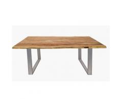 MiaMöbel Esstisch 'Vanaja' 180x90cm, Akazie/Antiksilber Massivholz, Metall Akazie Modern Indien Indisch