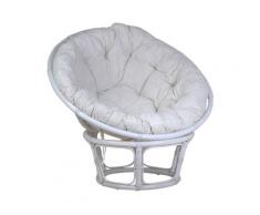 MiaMöbel Sessel 'Papasan' weiß, Ø 80 cm Rattan Modern