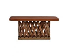 MiaMöbel Equipales Couchtisch 100x60cm Massivholz, Schweinsleder Zedernholz Landhaus Mexiko Mexikanisch